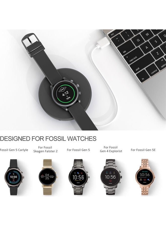 Portable Watch Charger Stand With Charging Cable For Fossil Gen 4/Gen 5 Black - Image 3
