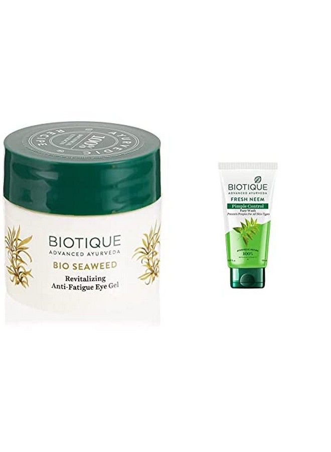Biotique Bio Seaweed Revitalizing Anti Fatigue Eye Gel 15G & Bio Neem Purifying Face Wash For All Skin Types 150Ml - Image 2