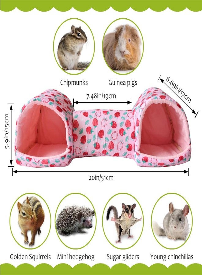 Qpets بيت الهامستر كيو بيتس® على شكل نفق ومخبأ وكهف للعب، مصنوع من القطن الناعم الدافئ، بنقشة الفراولة، مخبأ مريح وأنيق للحيوانات الصغيرة مثل الهامستر والجرذان وغيرها من الحيوانات الأليفة الصغيرة. - Image 2