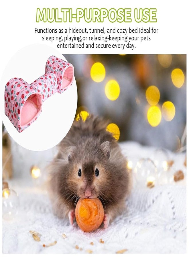 Qpets بيت الهامستر كيو بيتس® على شكل نفق ومخبأ وكهف للعب، مصنوع من القطن الناعم الدافئ، بنقشة الفراولة، مخبأ مريح وأنيق للحيوانات الصغيرة مثل الهامستر والجرذان وغيرها من الحيوانات الأليفة الصغيرة. - Image 5