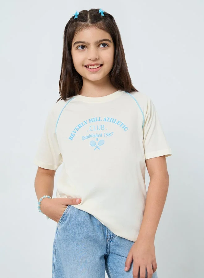 Styli Teens Off White Raglan Sleeve T-Shirt