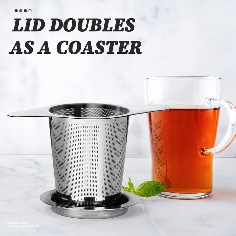 Yoassi Extra Fine 18/8 Stainless Steel Tea Infuser Mesh Strainer with Large Capacity & Perfect Size Double Handles for Hanging on Teapots, Mugs, Cups to Steep Loose Leaf Tea and Coffee - Image 4
