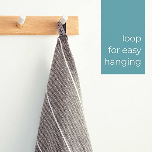 Cacala 100% Turkish Cotton Kitchen Tea Towels, Highly Absorbent Luxury Soft Quick Drying Dish Towel with Hanging Loop for Gym, Yoga, Bath, Sports, Cleaning and Kitchen (23 x 36) - Image 3