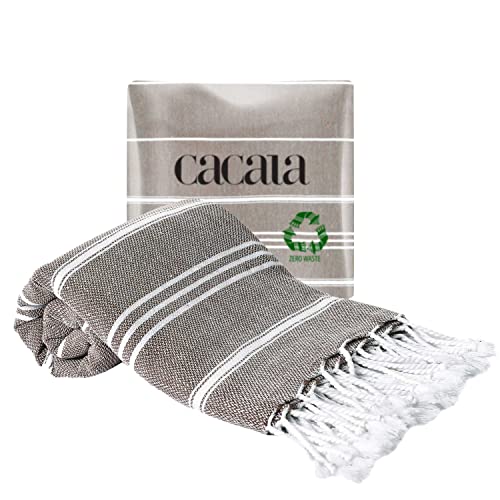 Cacala 100% Turkish Cotton Kitchen Tea Towels, Highly Absorbent Luxury Soft Quick Drying Dish Towel with Hanging Loop for Gym, Yoga, Bath, Sports, Cleaning and Kitchen (23 x 36) - Image 1