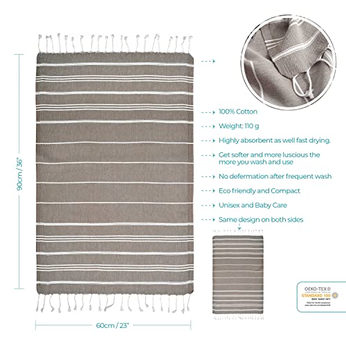 Cacala 100% Turkish Cotton Kitchen Tea Towels, Highly Absorbent Luxury Soft Quick Drying Dish Towel with Hanging Loop for Gym, Yoga, Bath, Sports, Cleaning and Kitchen (23 x 36) - Image 5