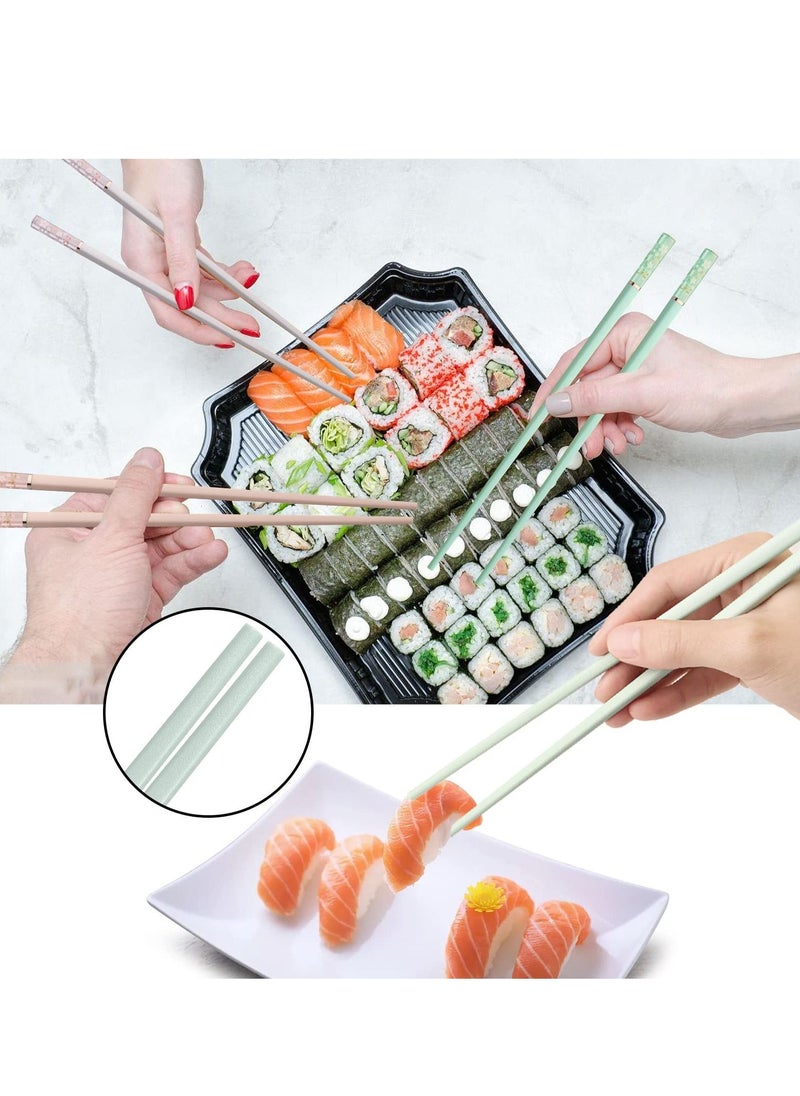 SYOSI Reusable Chopsticks, 5 Pairs Chopsticks Fiberglass Chop Sticks Dishwasher Safe Reusable Non-Slip Chop Sticks 9.5 Inches Sakura Amber Japanese Chinese Style Colourful Chopstick Family Multipack  - Image 2