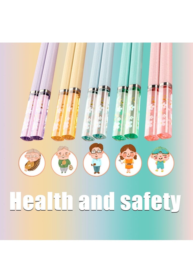 SYOSI Reusable Chopsticks, 5 Pairs Chopsticks Fiberglass Chop Sticks Dishwasher Safe Reusable Non-Slip Chop Sticks 9.5 Inches Sakura Amber Japanese Chinese Style Colourful Chopstick Family Multipack  - Image 5