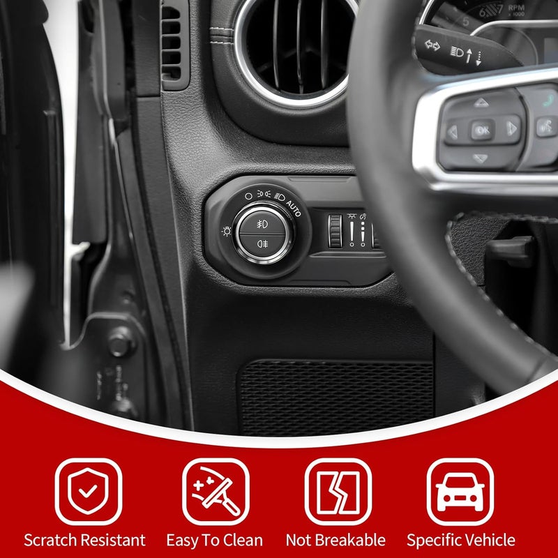 JeCar JL Switch Button Covers Window Control Air Conditioner Headlight Volume Radio Knob Trims Interior Accessories Compatible with Jeep Wrangler JL JLU 20182026 Gladiator JT 20202026 Black - Image 5