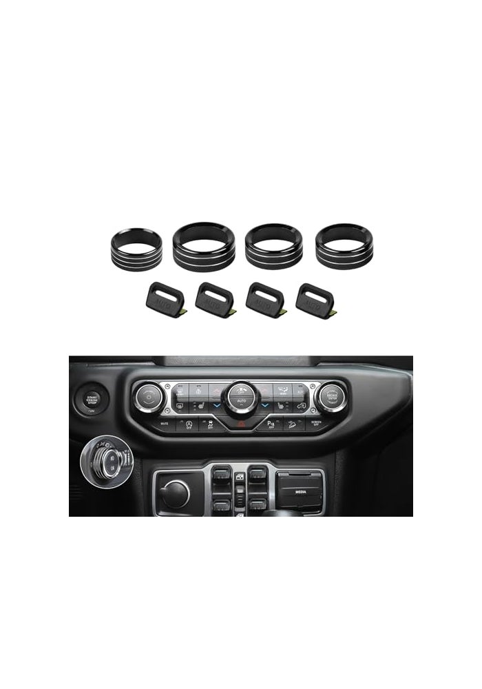 JeCar JL Switch Button Covers Window Control Air Conditioner Headlight Volume Radio Knob Trims Interior Accessories Compatible with Jeep Wrangler JL JLU 20182026 Gladiator JT 20202026 Black - Image 1