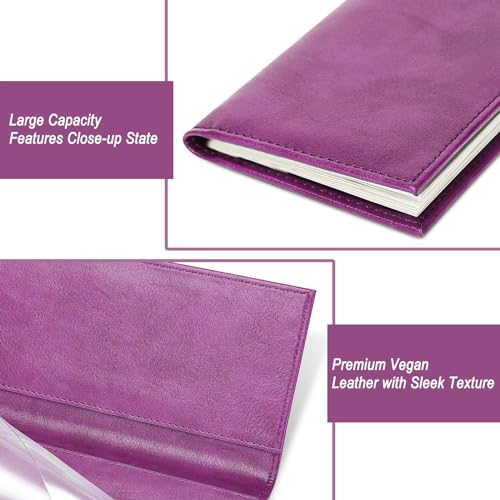 LLi Cufite Leather Checkbook Cover for Top & Side Tear Registers Duplicate Checks with Plastic Insert Flap Card Holder Pen Hoop Slim Wallet for Men Women - Image 5