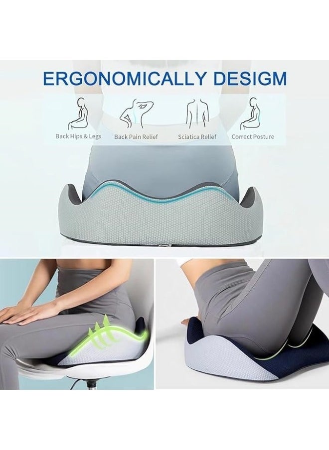 GGEROU - Memory Foam Seat Cushion for Desk Chair, 3D Full Wrap Office Chairs Cushions for Tailbone Pain Relief,Back Pain,Chair Cushion Support for Home, Office and Car Seat Driver 43*36*7cm - Image 1