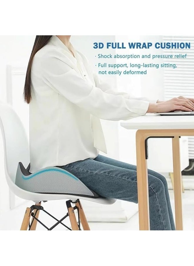 GGEROU - Memory Foam Seat Cushion for Desk Chair, 3D Full Wrap Office Chairs Cushions for Tailbone Pain Relief,Back Pain,Chair Cushion Support for Home, Office and Car Seat Driver 43*36*7cm - Image 1
