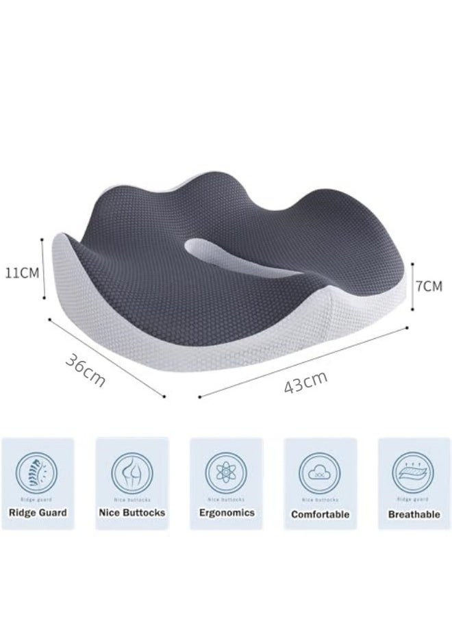 GGEROU - Memory Foam Seat Cushion for Desk Chair, 3D Full Wrap Office Chairs Cushions for Tailbone Pain Relief,Back Pain,Chair Cushion Support for Home, Office and Car Seat Driver 43*36*7cm - Image 1