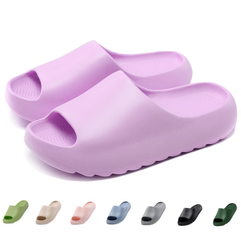 Cushioned Non-Slip Waterproof EVA Slides for Women Men and Kids, Soft Thick Sole Shower Sandals - Image 1