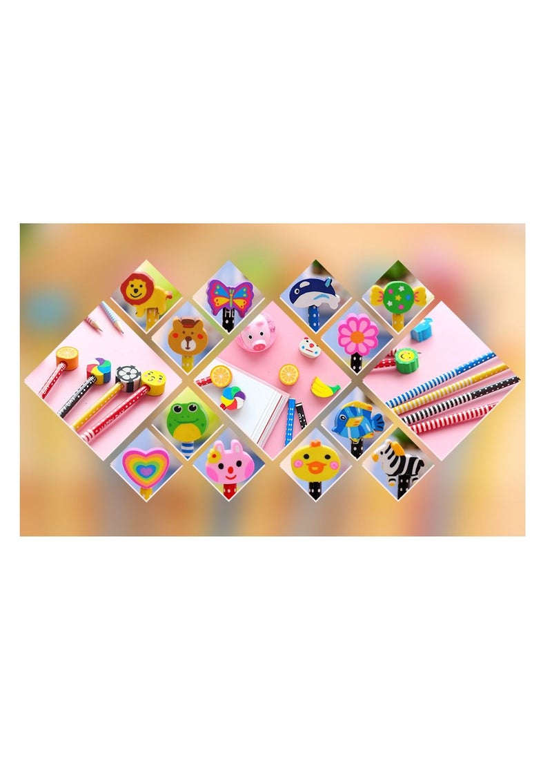 Y&D 12 Pack Animal Eraser Caps for Kids Pencil Cute Colorful School Supplies  - Image 2