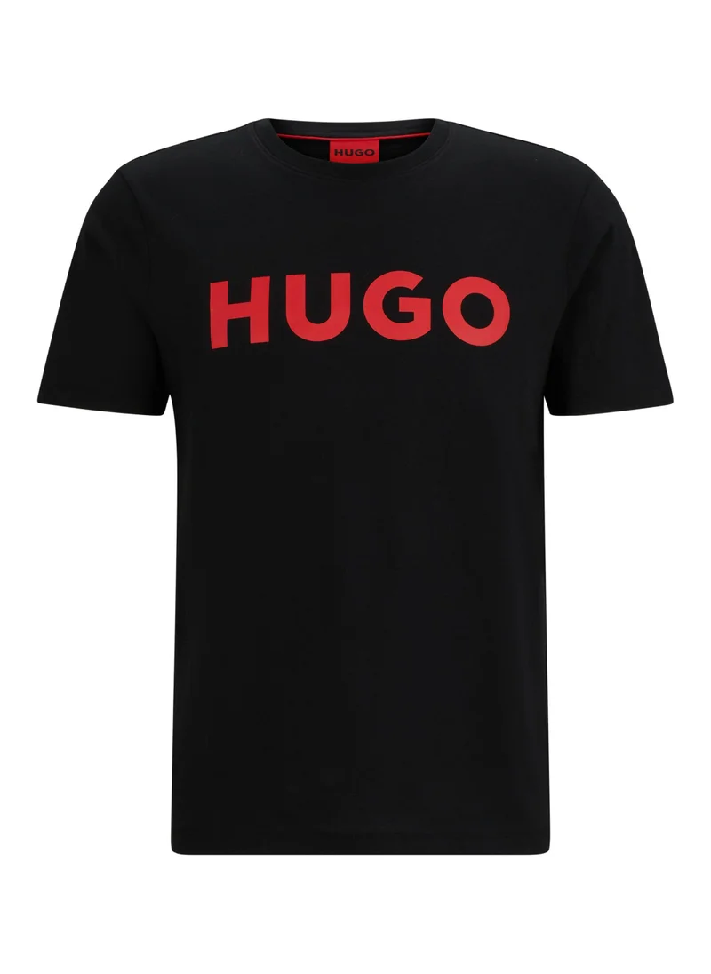 HUGO Contrast-logo T-shirt in cotton jersey