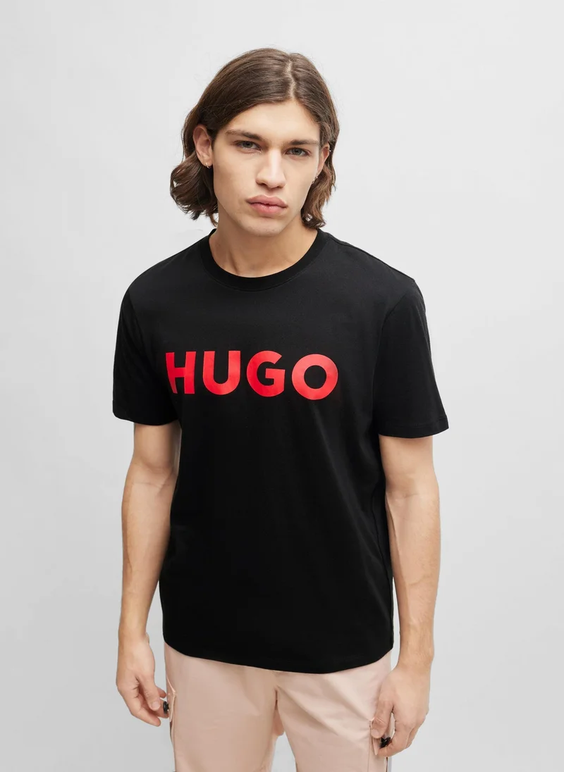 HUGO Cotton-jersey T-shirt with logo print