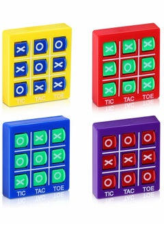 Tic Tac Toe Game Toy, Classic Mini Checkerboard Educational Family Game Toy Set with Keychain, Portable Casual Tabletop Games for Adults and Kids, Party Classroom Games (4 Pcs)