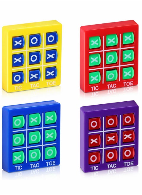 Tic Tac Toe Game Toy, Classic Mini Checkerboard Educational Family Game Toy Set with Keychain, Portable Casual Tabletop Games for Adults and Kids, Party Classroom Games (4 Pcs)