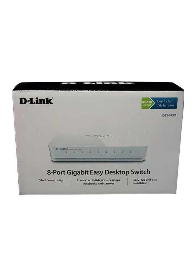 دي لينك محول ديسك توب دي لينك يضم 8 منافذ غيغابت - موديل DGS-1008A أبيض - Image 2