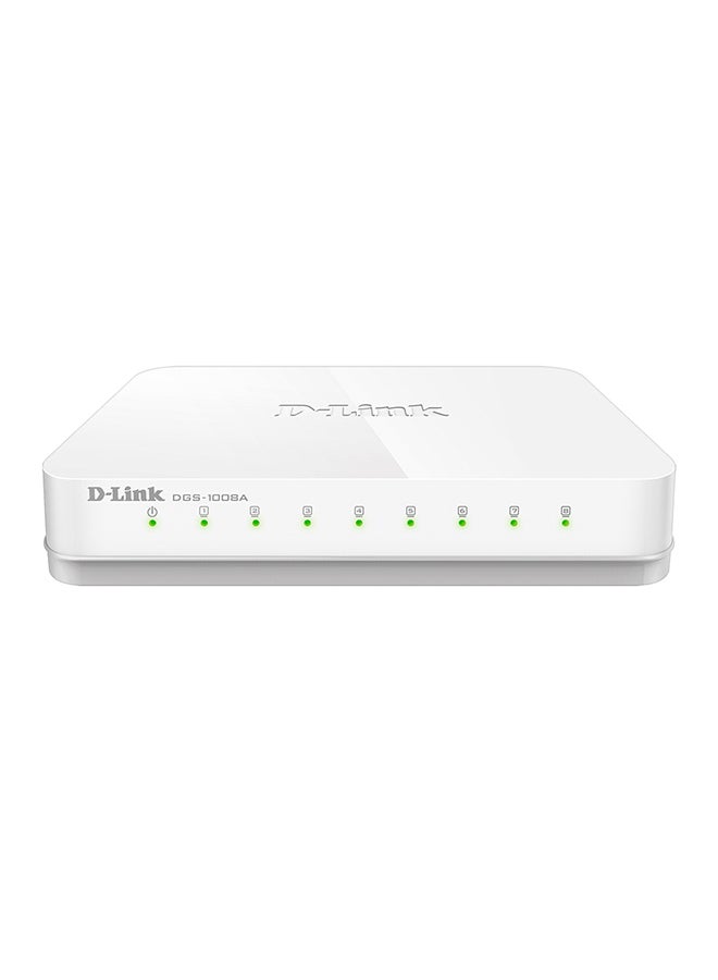 دي لينك محول ديسك توب دي لينك يضم 8 منافذ غيغابت - موديل DGS-1008A أبيض - Image 1