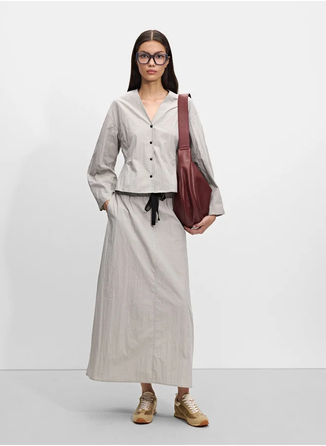 PARFOIS Long Wrinkled-Effect Skirt