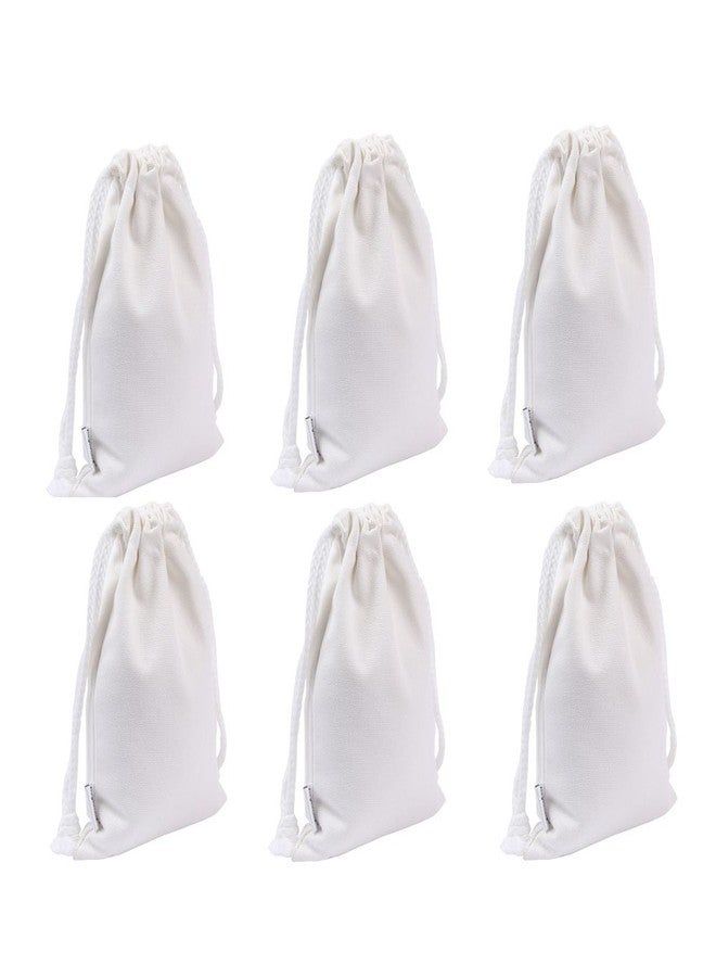 Augbunny 100% Cotton Canvas Favor Bag Pouch With Drawstring 6-pack (Small, White) - Image 1