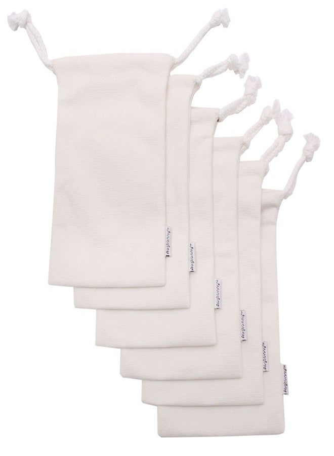 Augbunny 100% Cotton Canvas Favor Bag Pouch With Drawstring 6-pack (Small, White) - Image 2