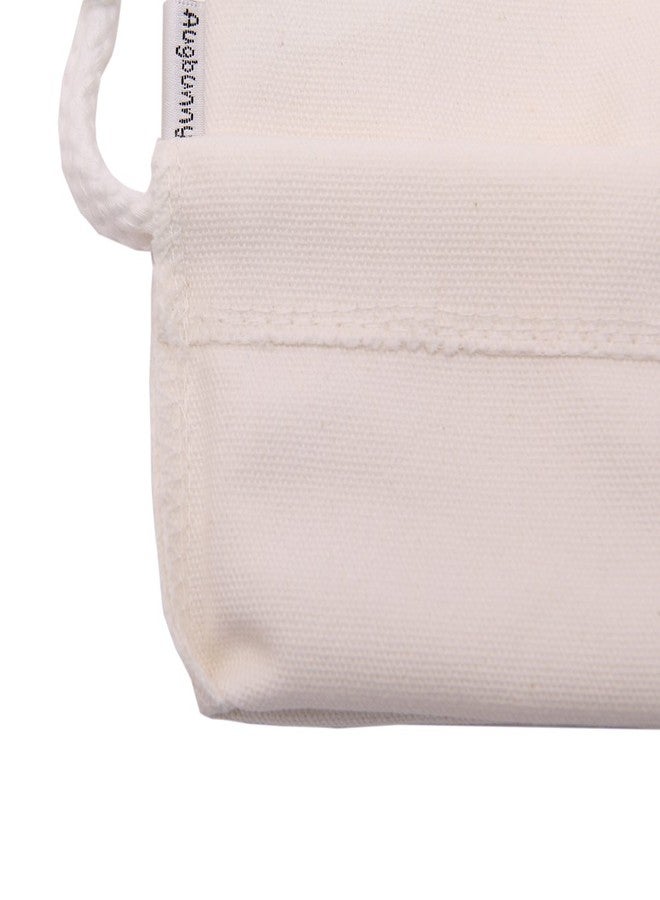 Augbunny 100% Cotton Canvas Favor Bag Pouch With Drawstring 6-pack (Small, White) - Image 3