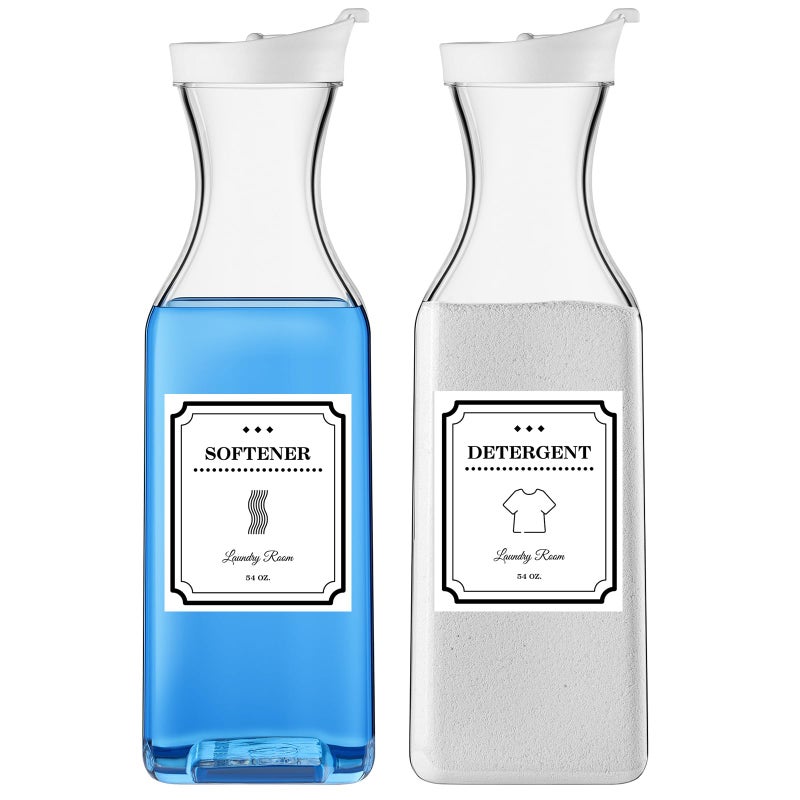 SUBEKYU Laundry Detergent Dispenser,54oz Fabric Softener Dispenser,Plastic Liquid Laundry Detergent Container,Laundry Detergent Organizer for Laundry Room Organization with 4 Labels,2 Pack - Image 1