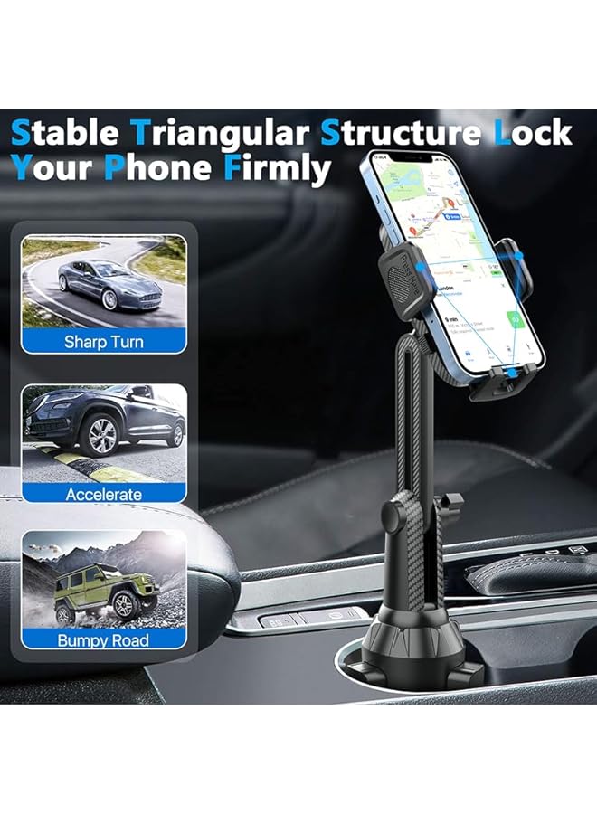 Green Tiger 360° Rotating Car Phone Holder, [V2 Upgrade] Universal Adjustable Cup Holder Mount for iPhone Samsung & All 4-7" Phones, Secure Anti-Shake Grip & One-Button Release - Image 3