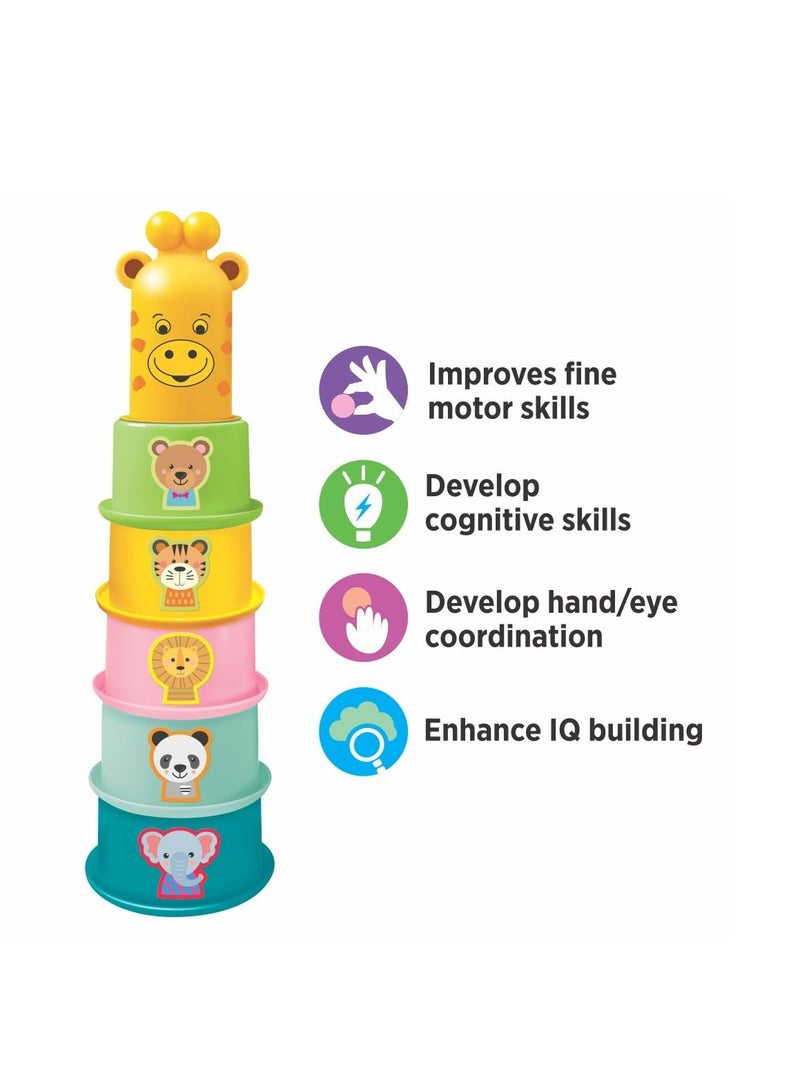 Toymate Toddlers Fun Gift Set - A 2-IN-1 Combo of Stacking Cups with Giraffe & Rolling Ball Fun Tower for 12 Months & Above - Image 4