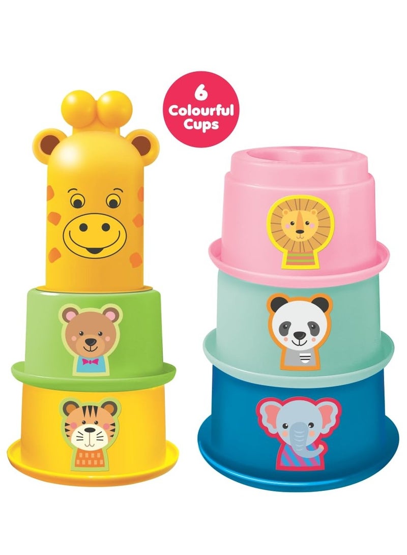 Toymate Toddlers Fun Gift Set - A 2-IN-1 Combo of Stacking Cups with Giraffe & Rolling Ball Fun Tower for 12 Months & Above - Image 3