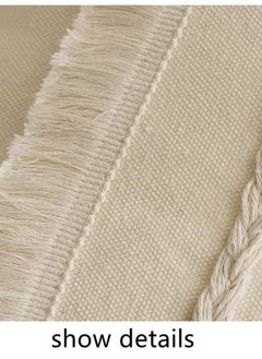 Kutis 4-Piece Bohemia Tassel Braid Pillow Cover/Throw Pillowcase/Sofa Pillow Cover Canvas Material Beige 45 x 45 Centimeter  - Image 4