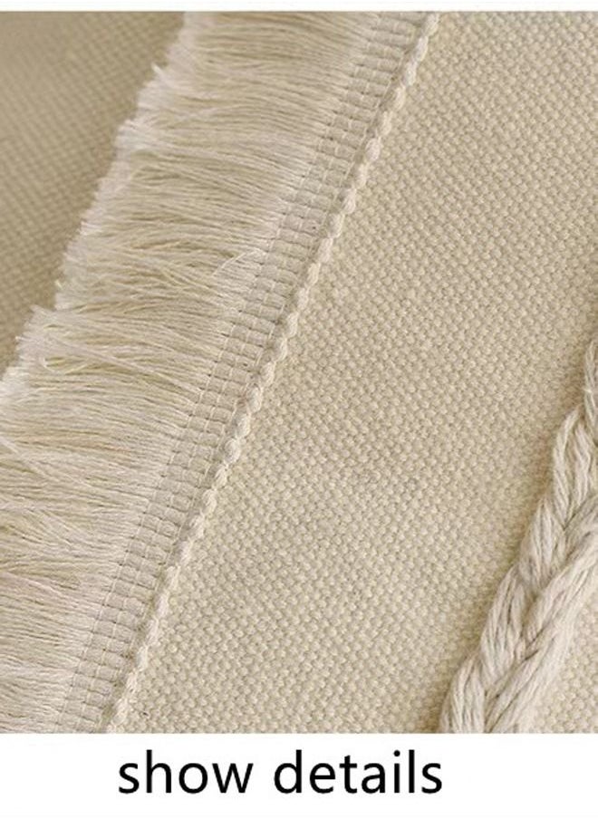 Kutis 4-Piece Bohemia Tassel Braid Pillow Cover/Throw Pillowcase/Sofa Pillow Cover Canvas Material Beige 45 x 45 Centimeter  - Image 4