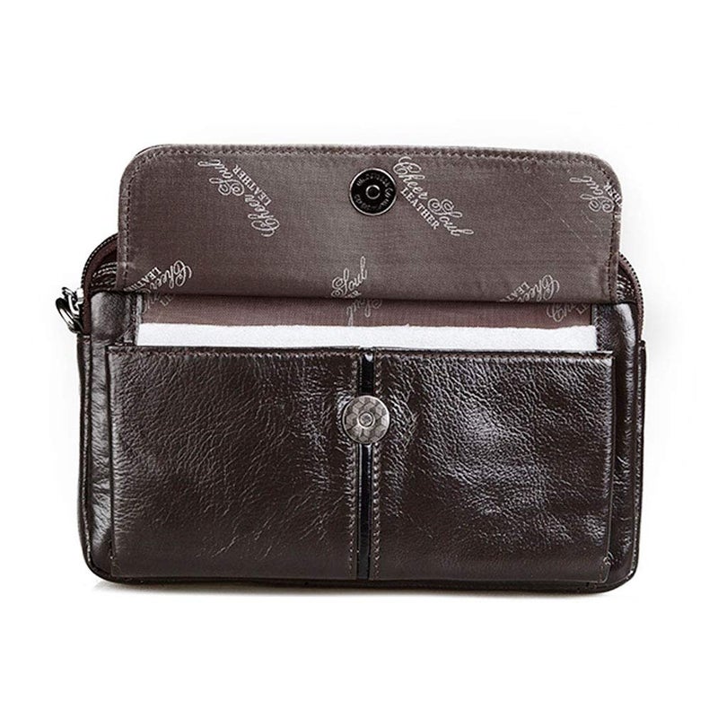 Hebetag Leather Clutch Purse Long Wallet for Men Organizer Cell Phone Holder Wrist Bag Day Pack Business Travel Handbag  - Image 3