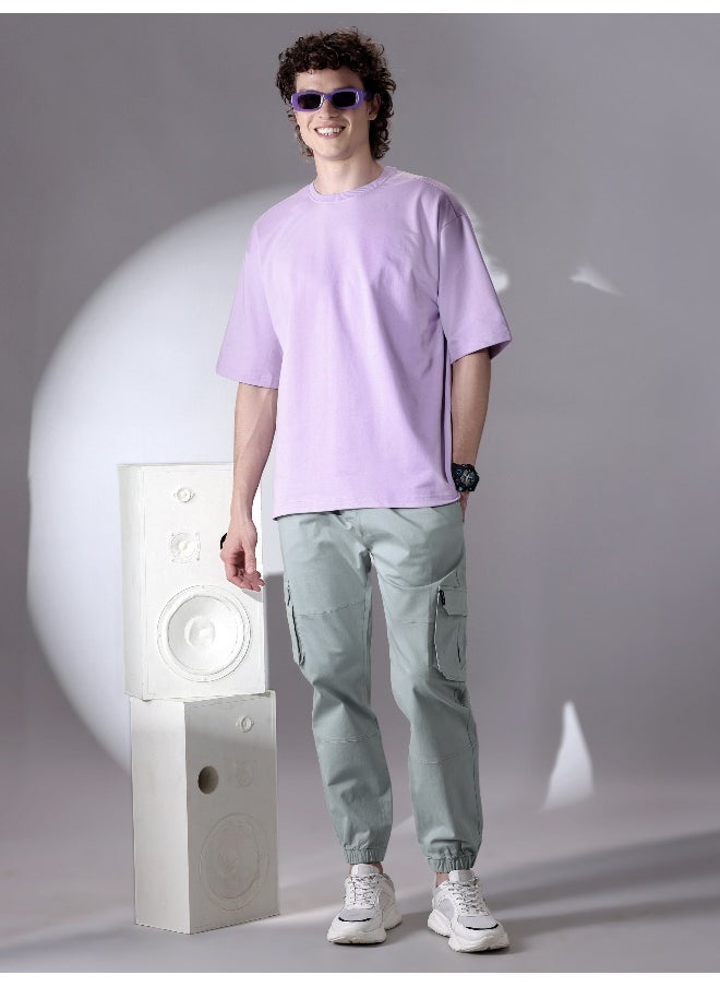 Beyoung Mist Grey Heavy Gauge Cargo Joggers  - Image 1