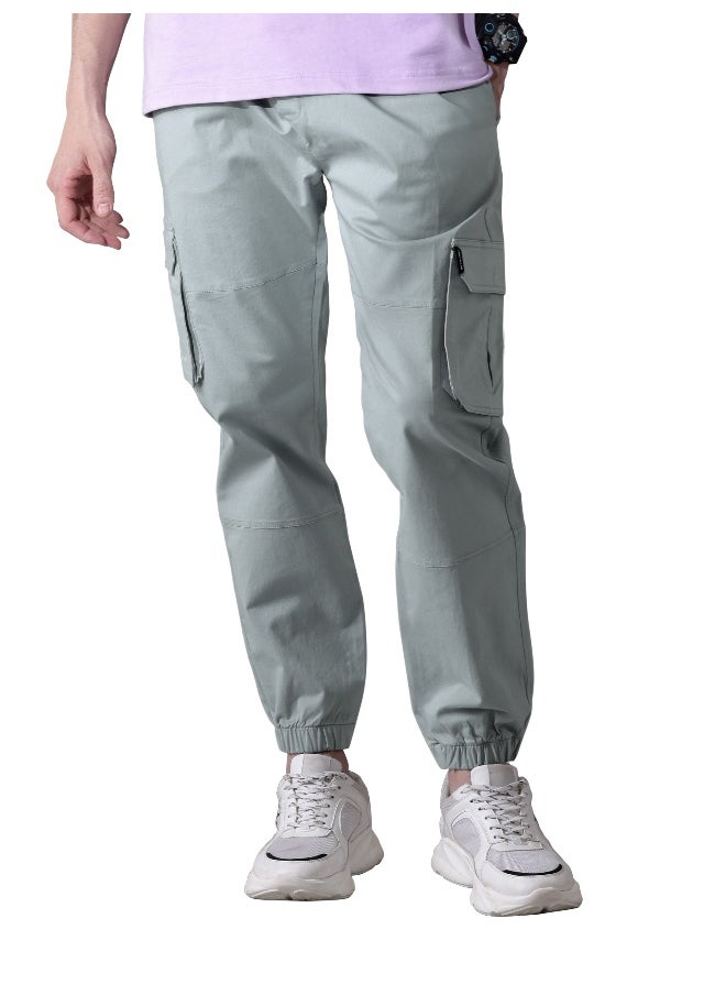 Beyoung Mist Grey Heavy Gauge Cargo Joggers  - Image 3