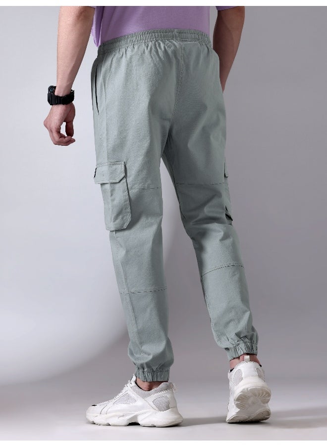 Beyoung Mist Grey Heavy Gauge Cargo Joggers  - Image 2