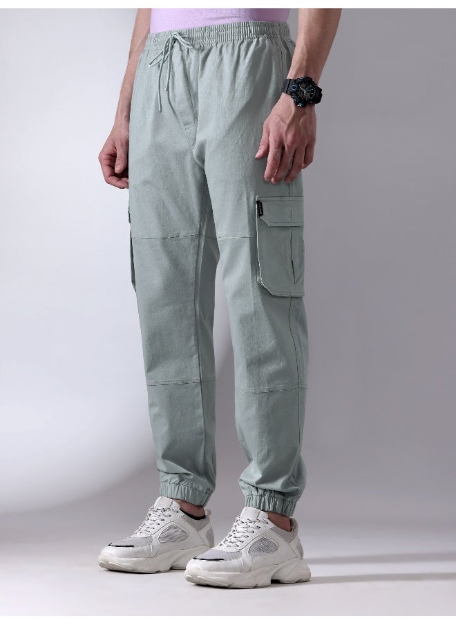 Beyoung Mist Grey Heavy Gauge Cargo Joggers  - Image 5