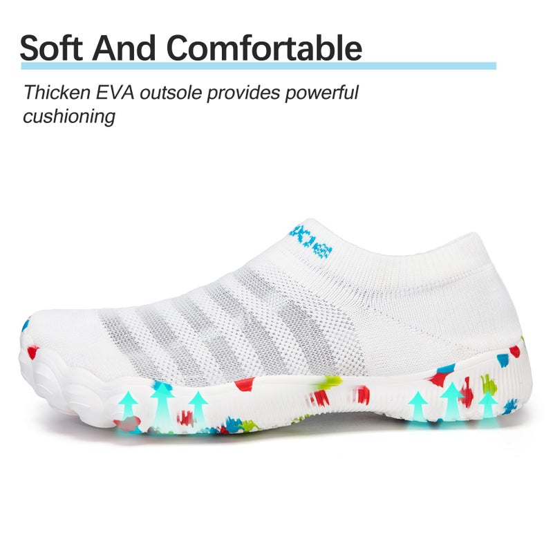 TRAILBLITZ Water Shoes Women Barefoot Athletic Workout Gym Footwear Beach Swim Sneakers Quick Drying Boat Aqua Shoes for Water Sport Diving Sailing Travel Fishing (7 Women, White) - Image 4