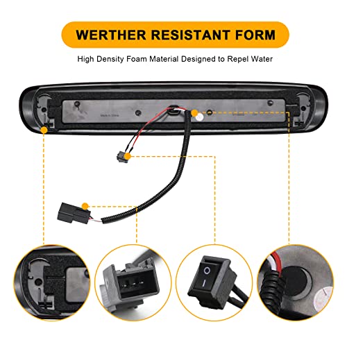 Mynoway LED 3rd Third Brake Light Replacement for Sierra/Silverado 1500 2500 3500 & HD 2007-2013, H3T 2009-2010, Center High Mount Stop Lamp with Sealing Gasket, Ventilation Holes, Replace OE 25890530 - Image 5