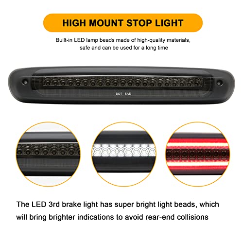 Mynoway LED 3rd Third Brake Light Replacement for Sierra/Silverado 1500 2500 3500 & HD 2007-2013, H3T 2009-2010, Center High Mount Stop Lamp with Sealing Gasket, Ventilation Holes, Replace OE 25890530 - Image 3