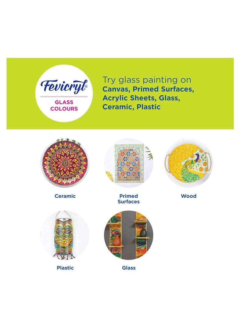 Pidilite Fevicryl Water Based Glass Colours 10 Assorted (115ml)