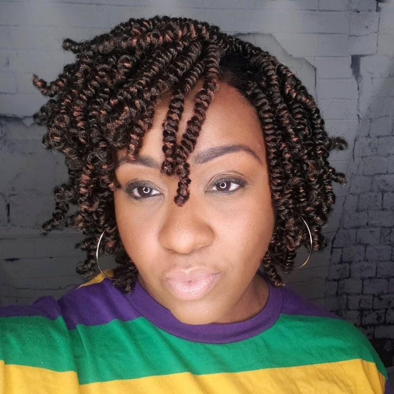 Dorsanee Short Bob Spring Twist Crochet Hair 6 Inch 6 Packs Pretwisted Cute Spring Twists Curly Crochet Braids Pre Looped Mini Passion Twists Fluffy Twist Synthetic Hair Extensions 6 InchT30