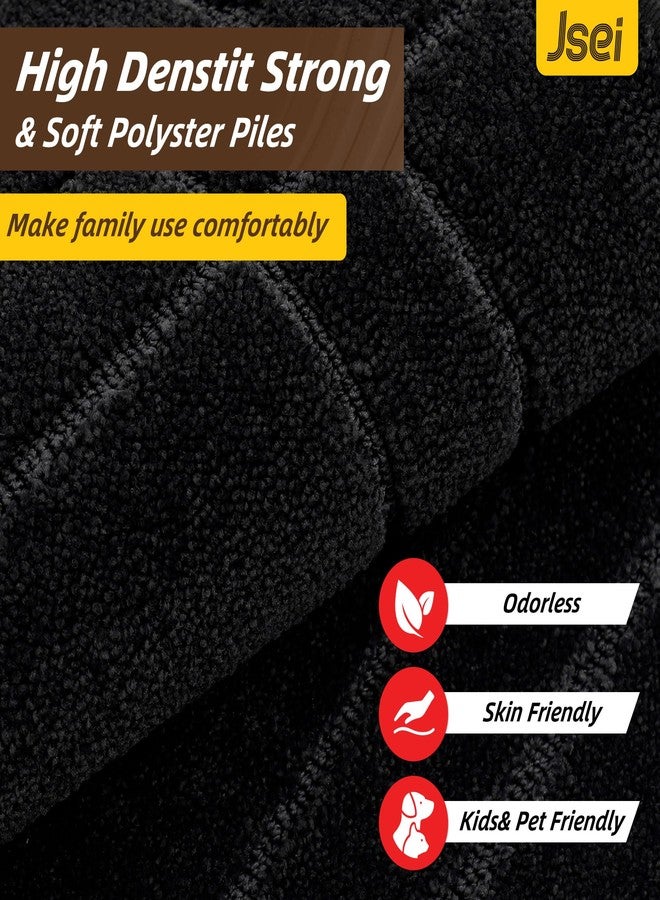 JSEI Entryway Rugs Doormat 24"x36", Non-Slip Dirt Trapper Door Mats Indoor, Washable Absorbent and Stain Resist Welcome Floor Mat for Front Door, Dog Door Mat, Dirty Wet Shoes & Paws, Black - Image 4