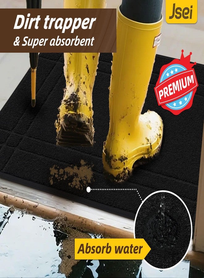 JSEI Entryway Rugs Doormat 24"x36", Non-Slip Dirt Trapper Door Mats Indoor, Washable Absorbent and Stain Resist Welcome Floor Mat for Front Door, Dog Door Mat, Dirty Wet Shoes & Paws, Black - Image 3