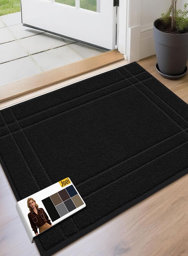 JSEI Entryway Rugs Doormat 24"x36", Non-Slip Dirt Trapper Door Mats Indoor, Washable Absorbent and Stain Resist Welcome Floor Mat for Front Door, Dog Door Mat, Dirty Wet Shoes & Paws, Black - Image 1