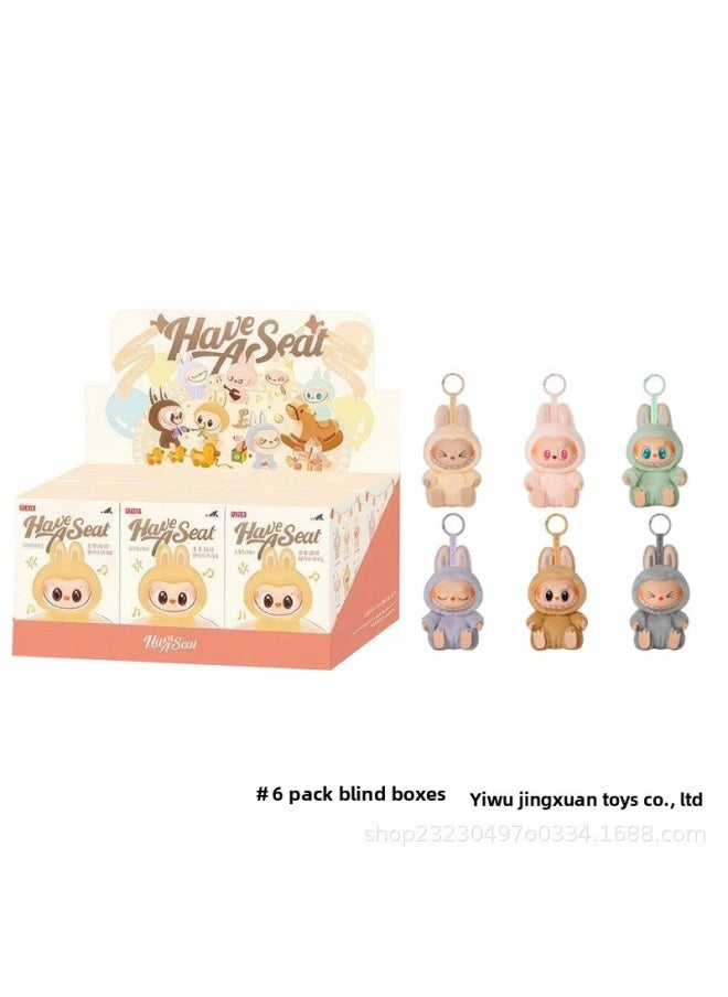 Motherland Edition Labubu Plush Second Generation Bubble Mate Vinyl Doll Doll Keychain Trendy Play Blind Box-Colour:Chestnut Cocoa [1 Box Hidden Version]