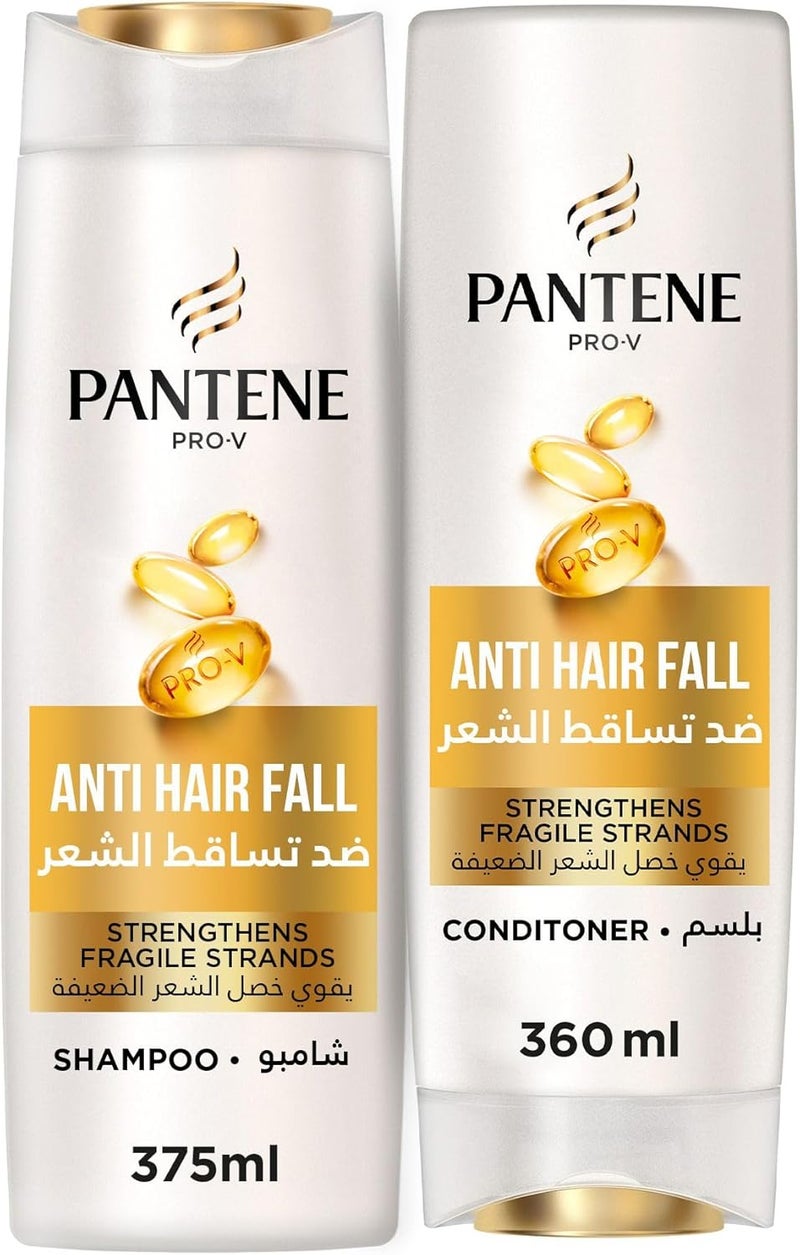 Pantene باقة شامبو وبلسم بانتين برو-في لمكافحة تساقط الشعر - 375 مل + 360 مل - Image 1